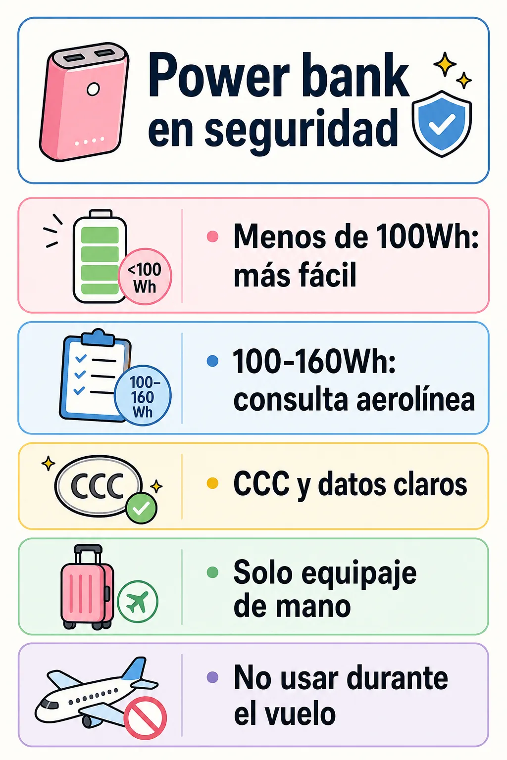 Tarjeta para límites, marcas, equipaje de mano y uso en vuelo en vuelos nacionales de China