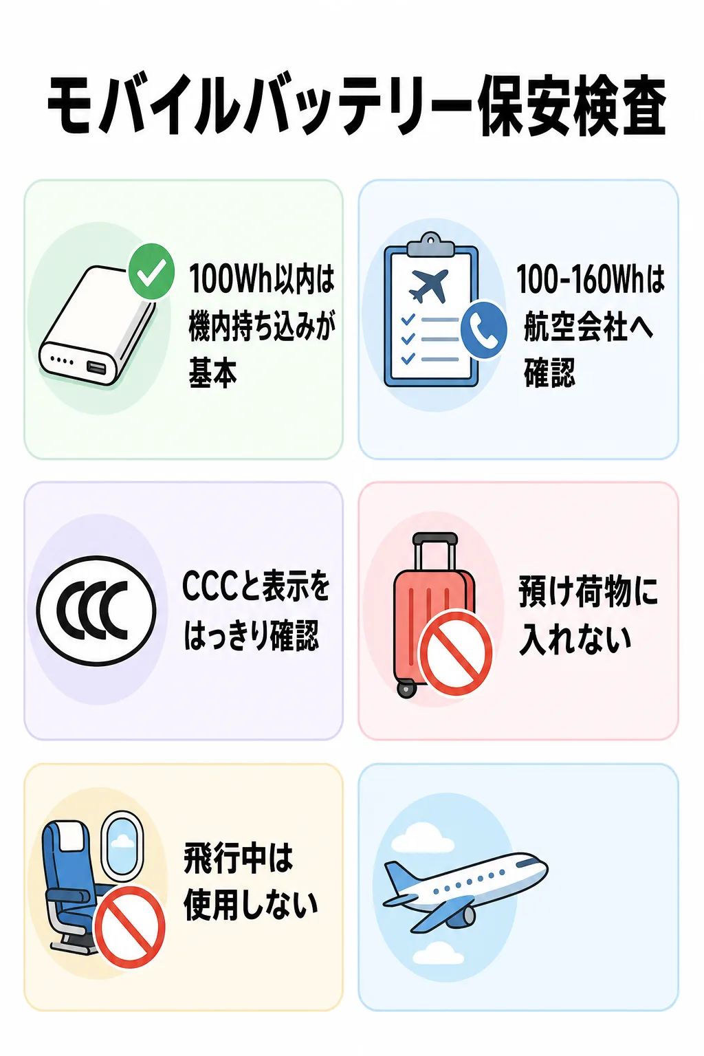 中国国内線の容量、表示、持ち込み、機内使用ルールの保存用カード