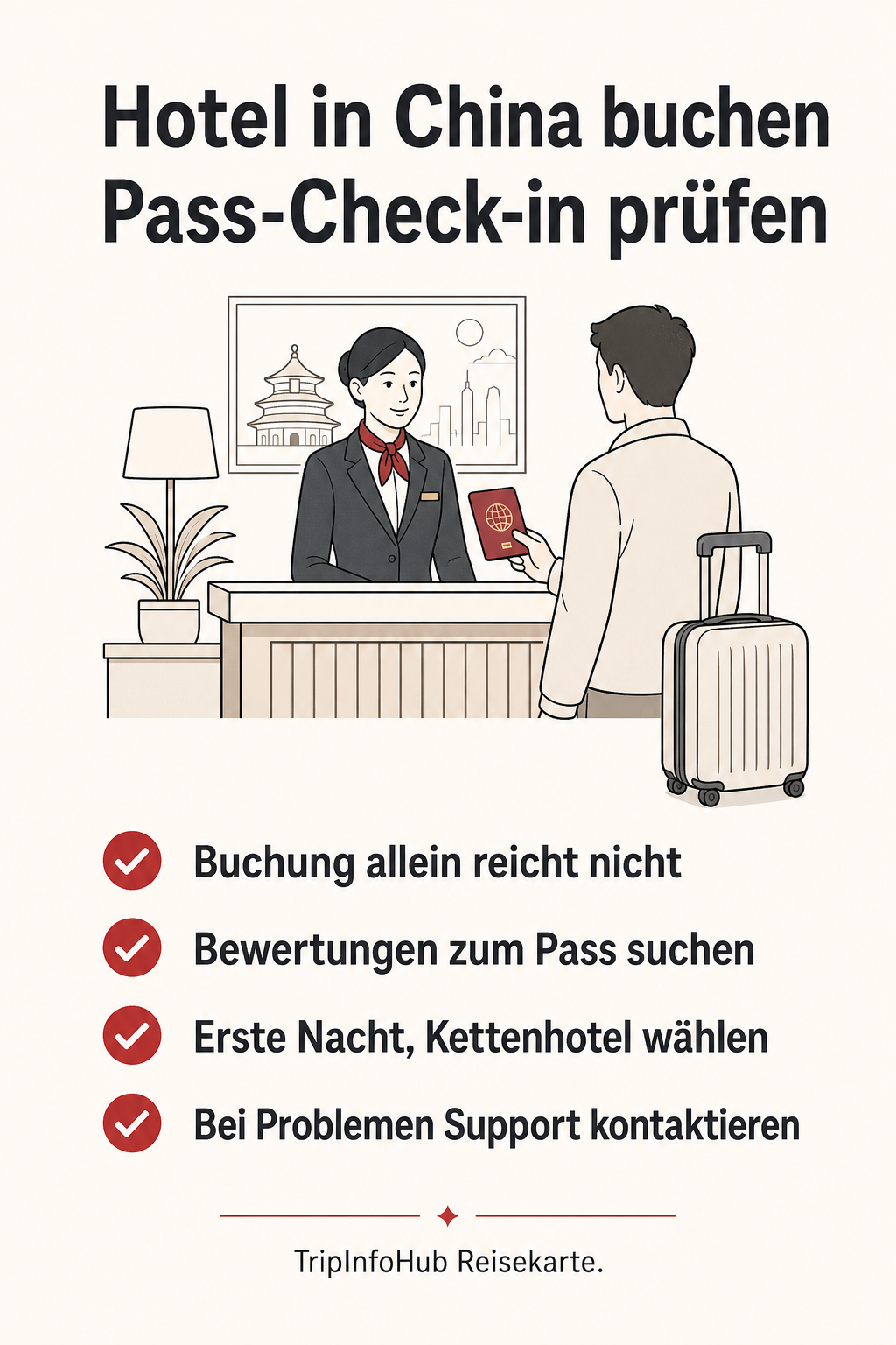 China-Hotel buchen: zuerst Pass-Check-in bestätigen