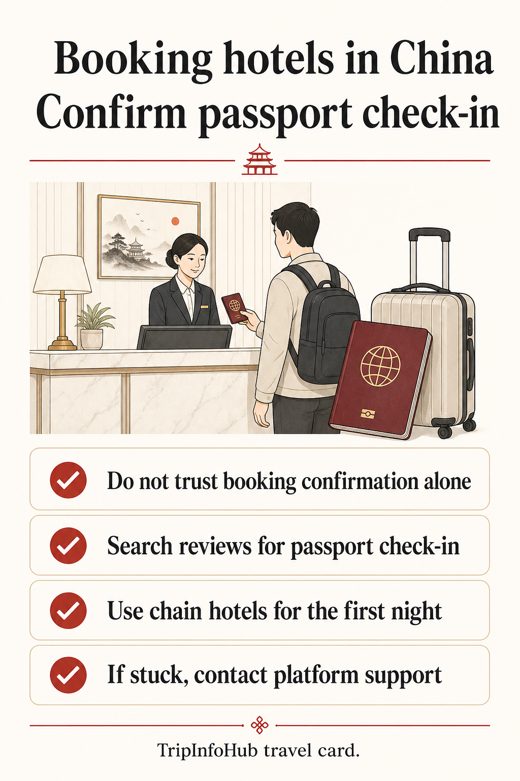 Before booking a China hotel, confirm passport check-in