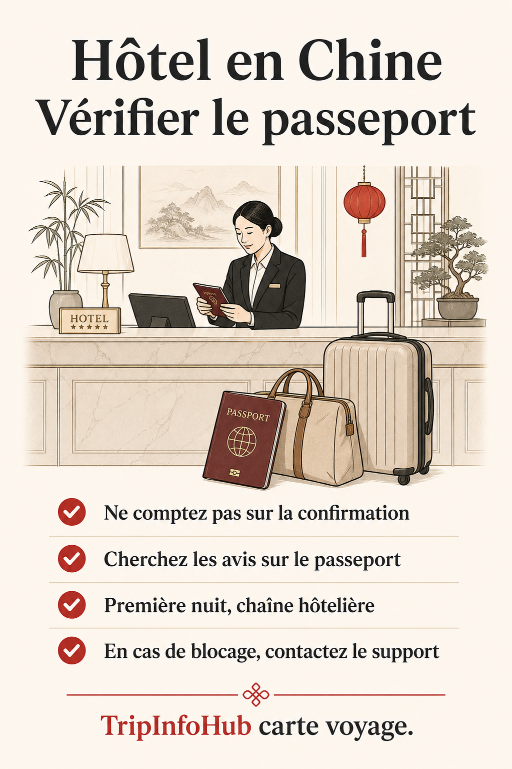 Hôtel en Chine: confirmer d’abord le passeport